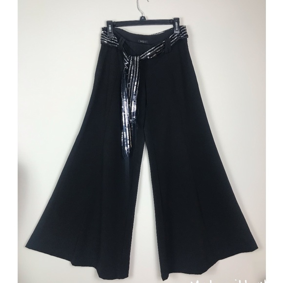 Black wide leg flare dress pants inseam 30 in - Picture 1 of 6
